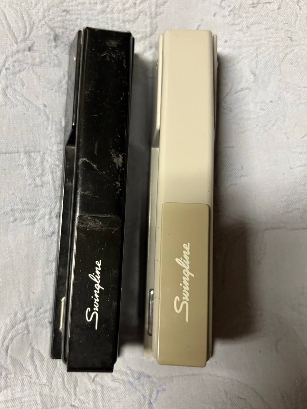 Vintage Swingline 747 Staplers Lot of 2 Black & Ivory Cream Retro Office